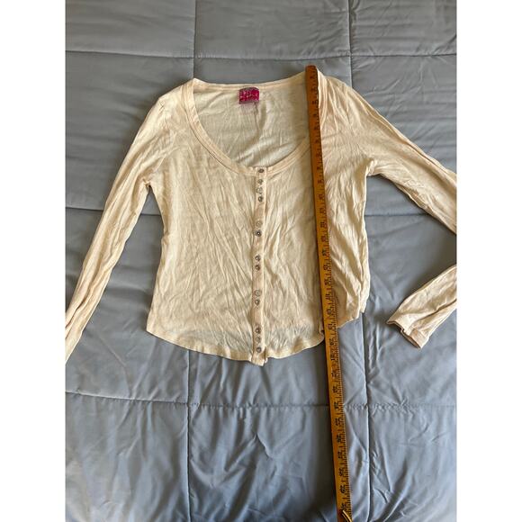 Free people‎ cream cardi top shirt with button down 100% cotton size L - Picture 1 of 5